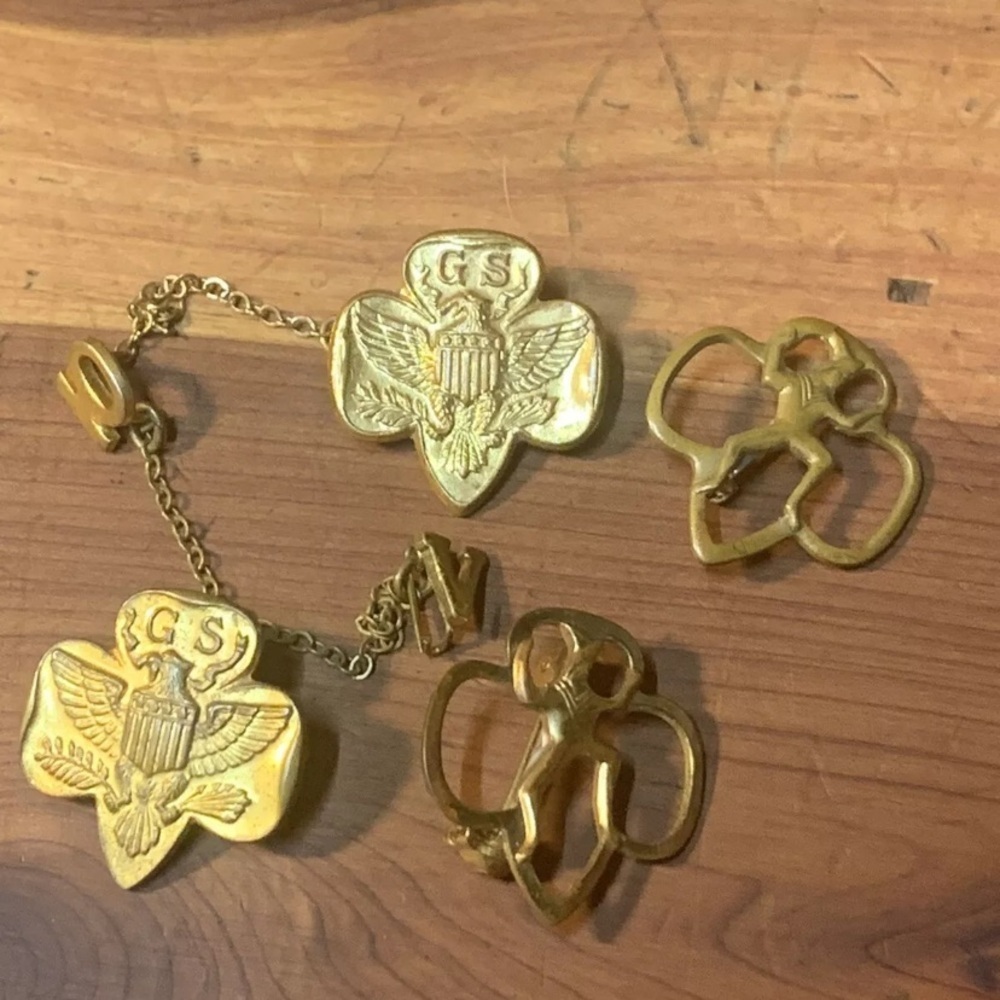 Vintage Girl Scouts of America Pins- Trefoil Membership Pin